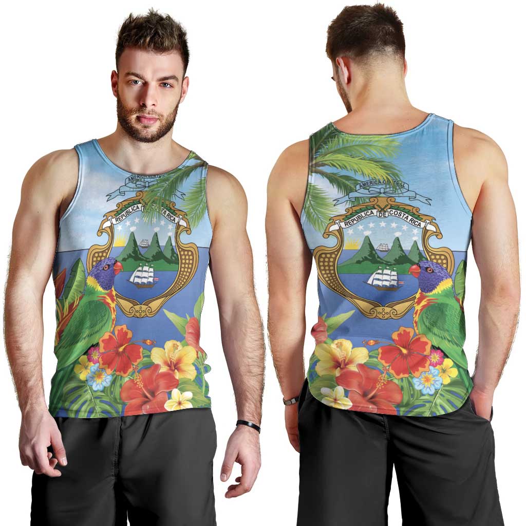 Costa Rica Parrot Tropical Flowers Men Tank Top