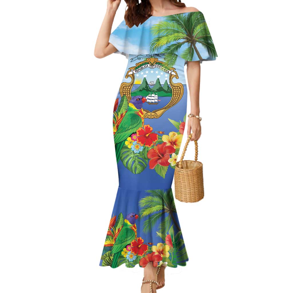 Costa Rica Parrot Tropical Flowers Mermaid Dress