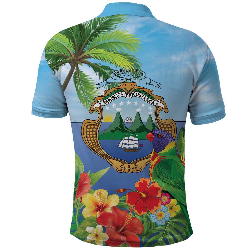 Costa Rica Parrot Tropical Flowers Polo Shirt