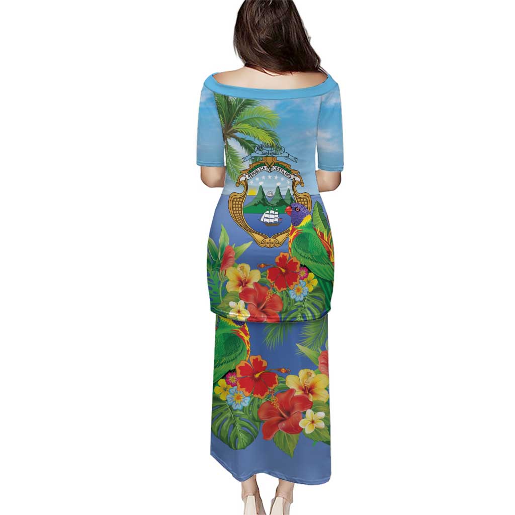 Costa Rica Parrot Tropical Flowers Puletasi