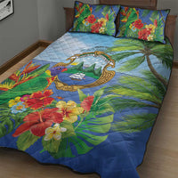 Costa Rica Parrot Tropical Flowers Quilt Bed Set