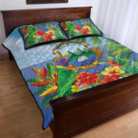 Costa Rica Parrot Tropical Flowers Quilt Bed Set