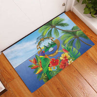 Costa Rica Parrot Tropical Flowers Rubber Doormat