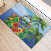 Costa Rica Parrot Tropical Flowers Rubber Doormat