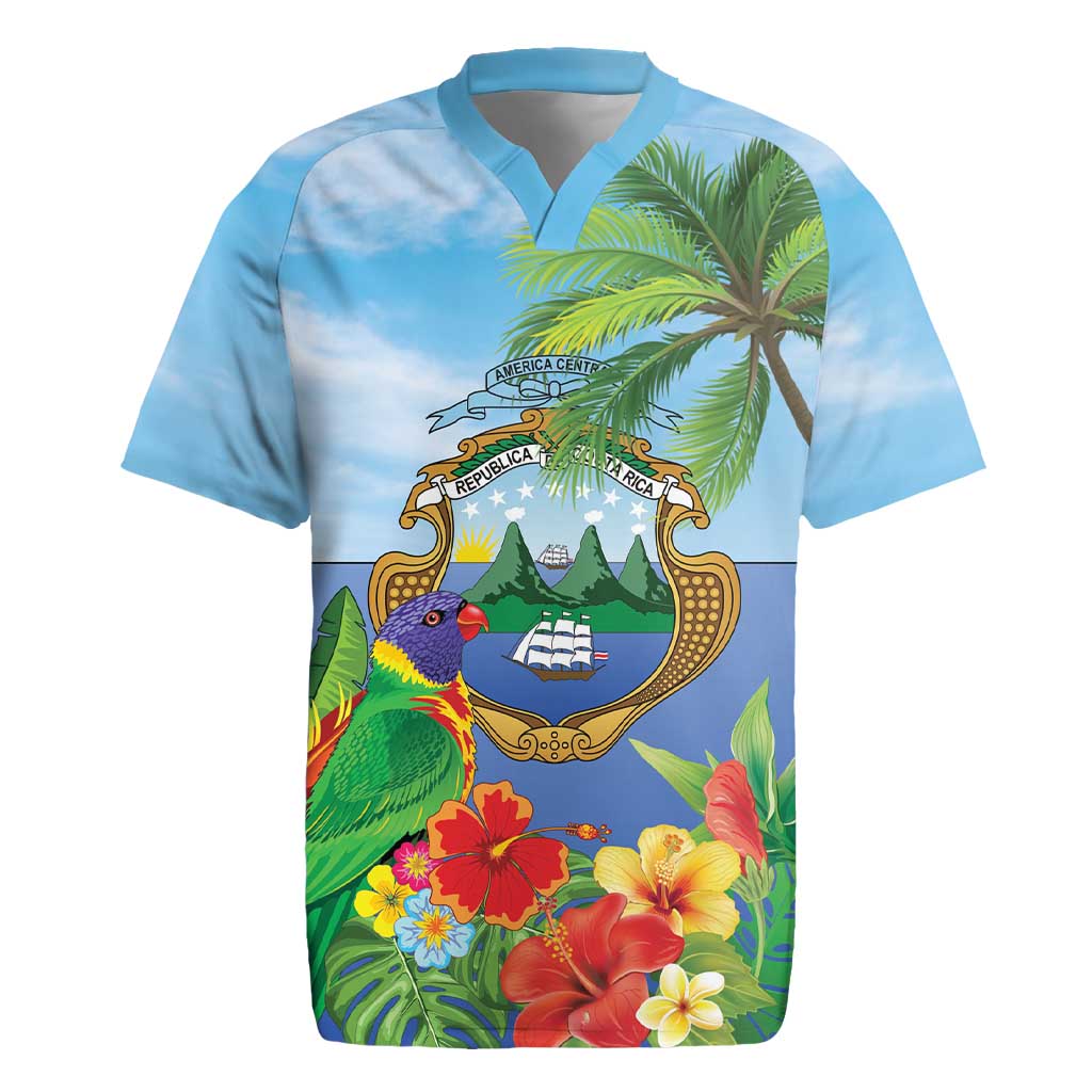 Costa Rica Parrot Tropical Flowers Rugby Jersey