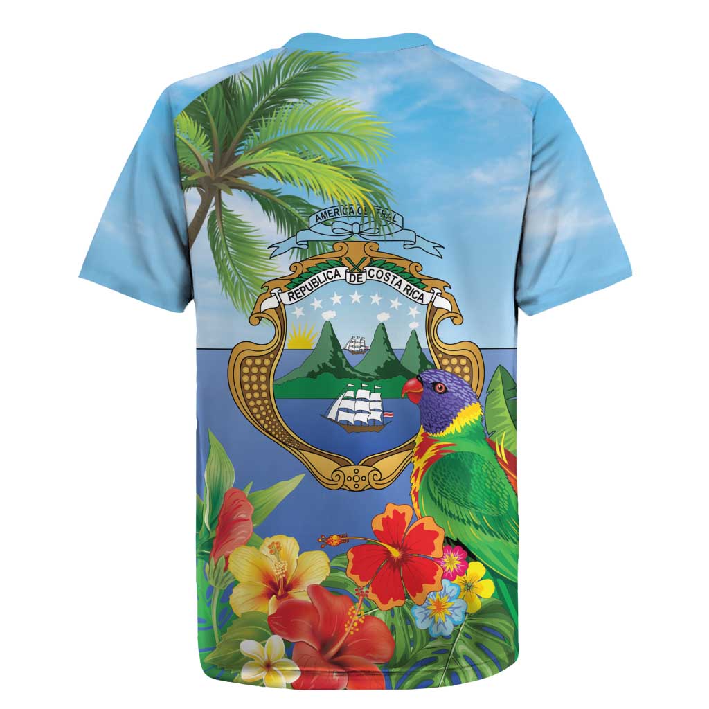 Costa Rica Parrot Tropical Flowers Rugby Jersey