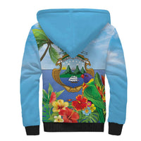 Costa Rica Parrot Tropical Flowers Sherpa Hoodie