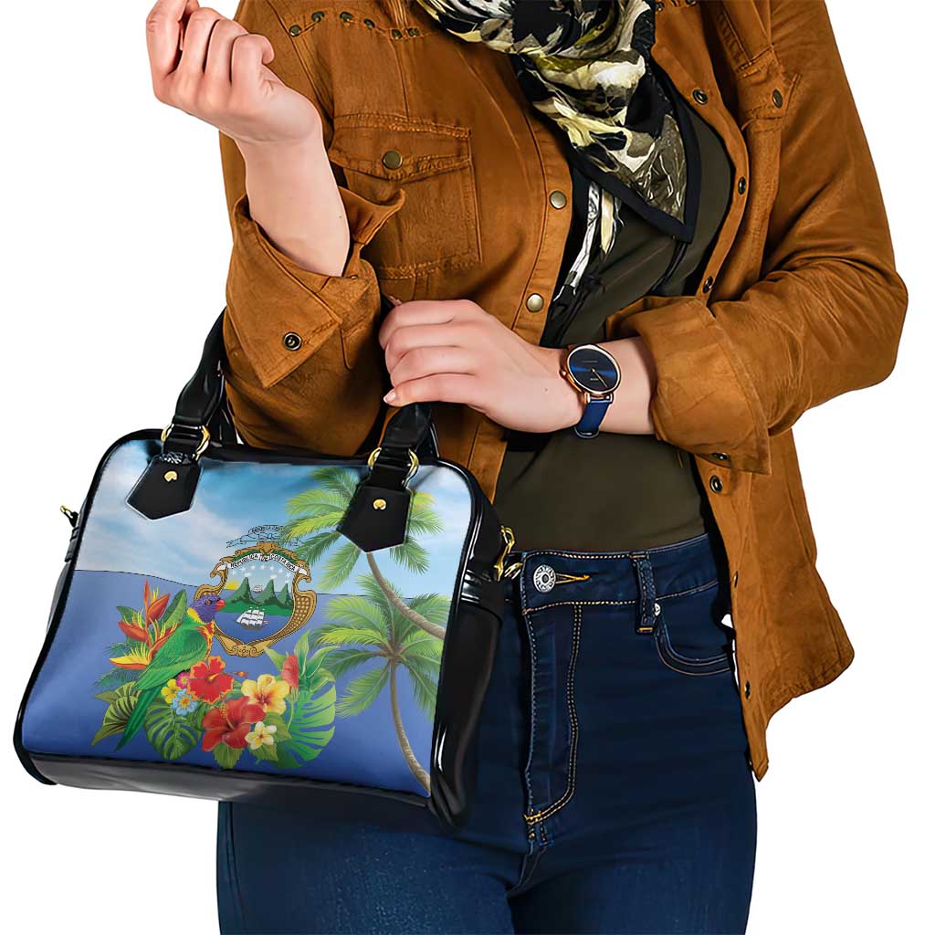 Costa Rica Parrot Tropical Flowers Shoulder Handbag