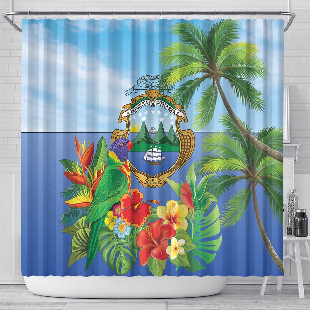 Costa Rica Parrot Tropical Flowers Shower Curtain