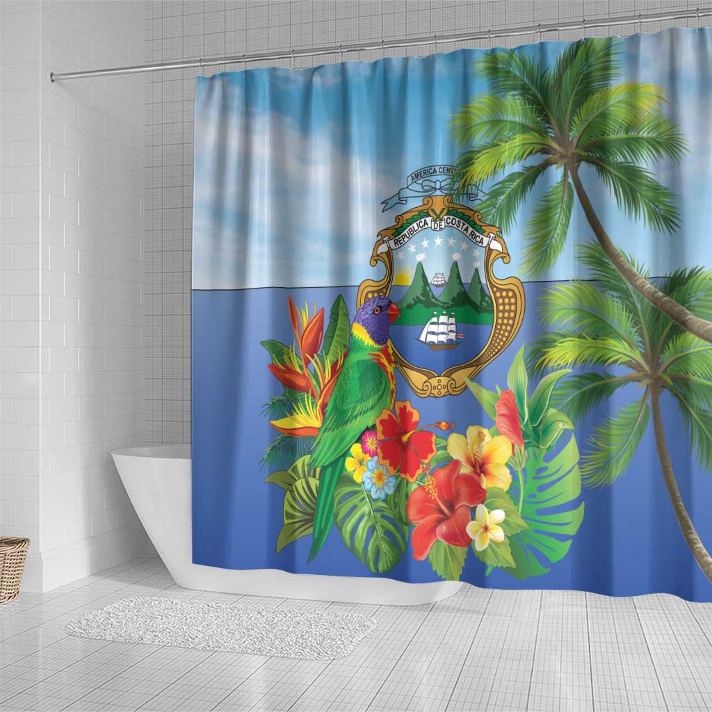 Costa Rica Parrot Tropical Flowers Shower Curtain