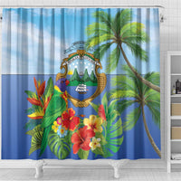 Costa Rica Parrot Tropical Flowers Shower Curtain