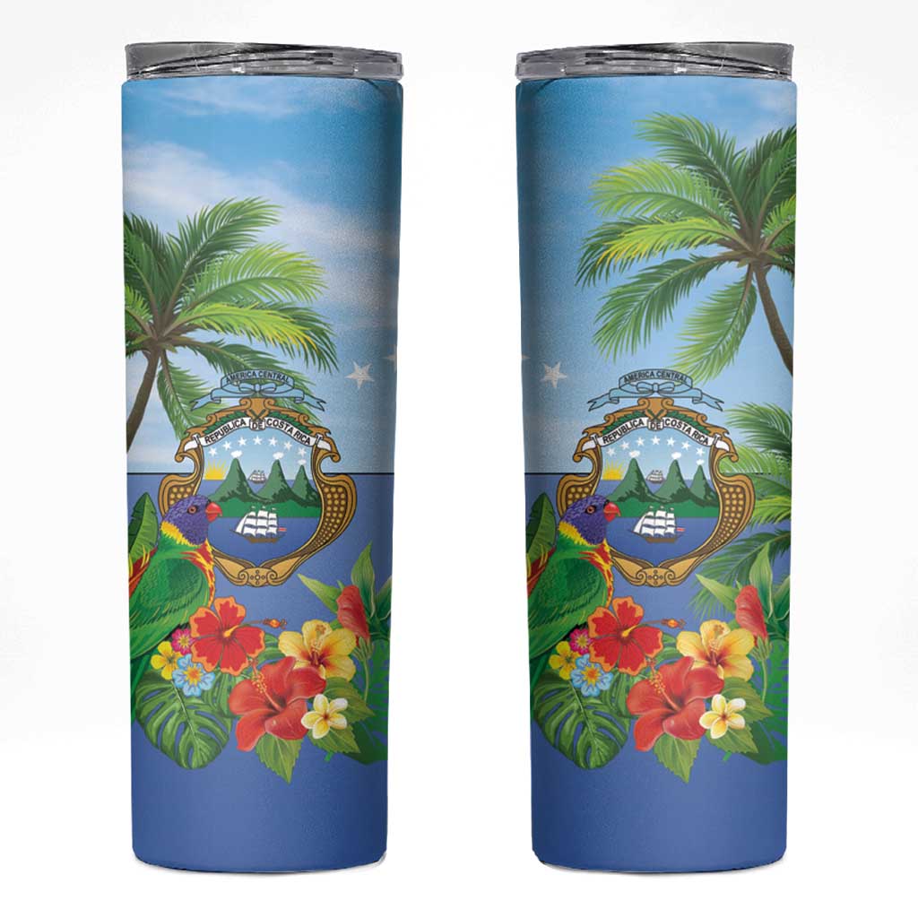 Costa Rica Parrot Tropical Flowers Skinny Tumbler
