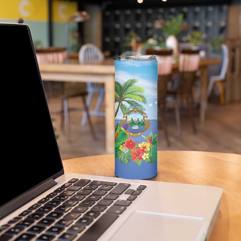 Costa Rica Parrot Tropical Flowers Skinny Tumbler