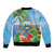 Costa Rica Parrot Tropical Flowers Sleeve Zip Bomber Jacket