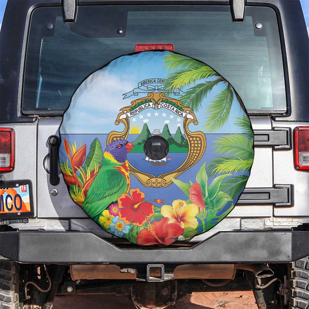 Costa Rica Parrot Tropical Flowers Spare Tire Cover