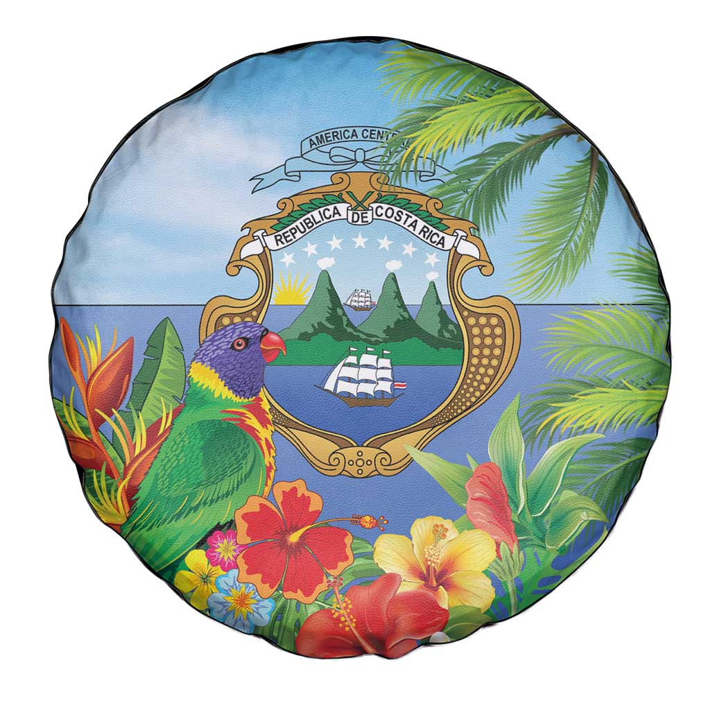 Costa Rica Parrot Tropical Flowers Spare Tire Cover