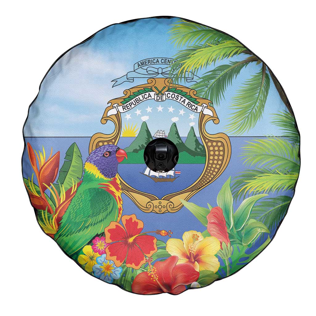 Costa Rica Parrot Tropical Flowers Spare Tire Cover