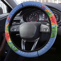 Costa Rica Parrot Tropical Flowers Steering Wheel Cover