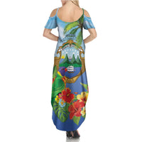 Costa Rica Parrot Tropical Flowers Summer Maxi Dress