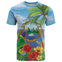 Costa Rica Parrot Tropical Flowers T Shirt