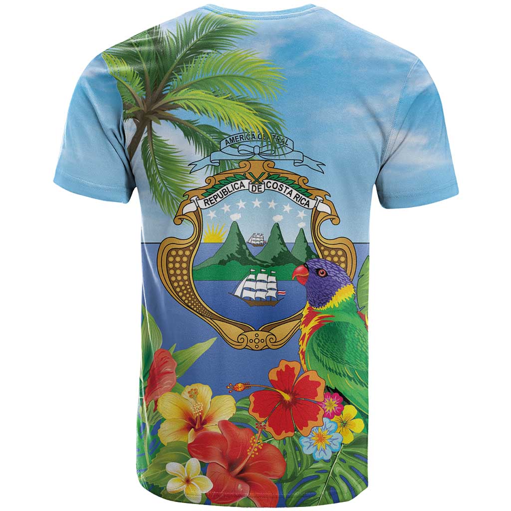 Costa Rica Parrot Tropical Flowers T Shirt