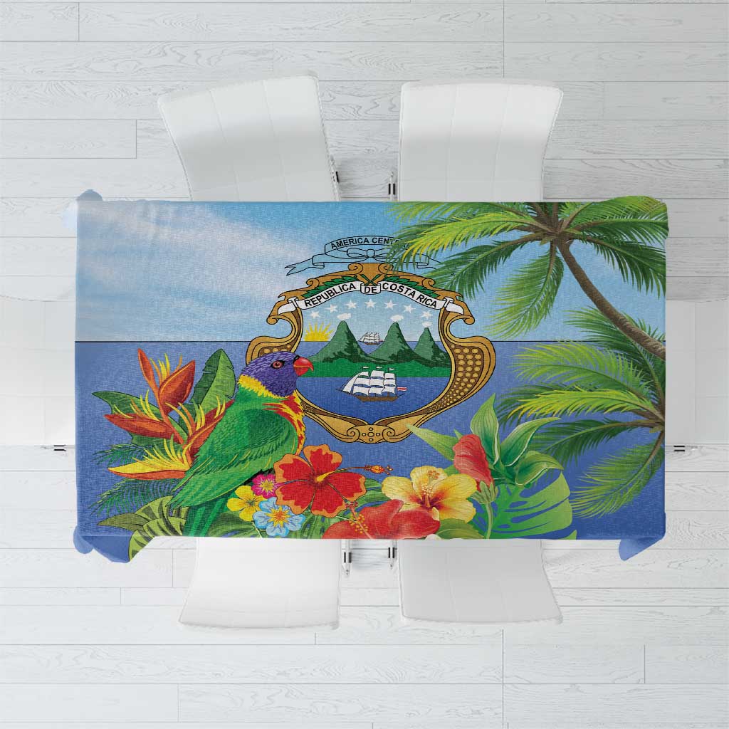 Costa Rica Parrot Tropical Flowers Tablecloth