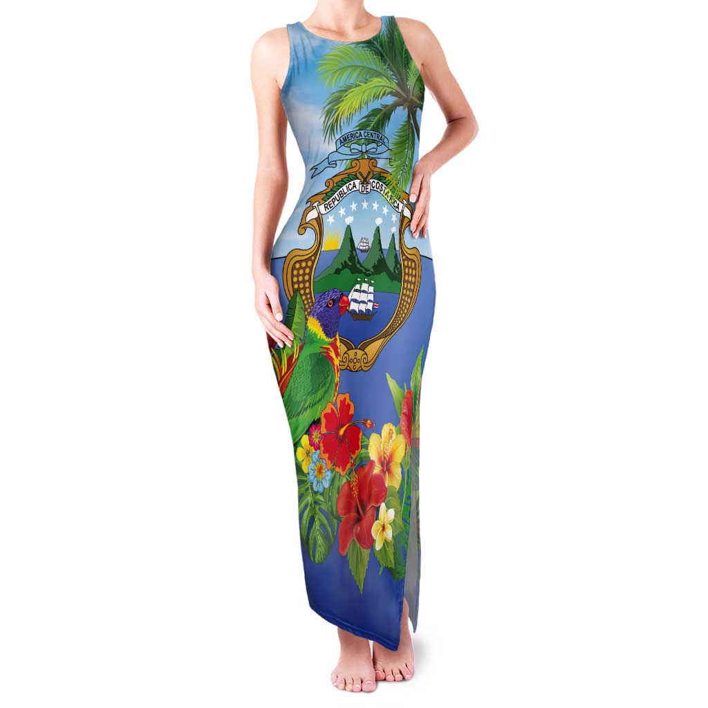 Costa Rica Parrot Tropical Flowers Tank Maxi Dress