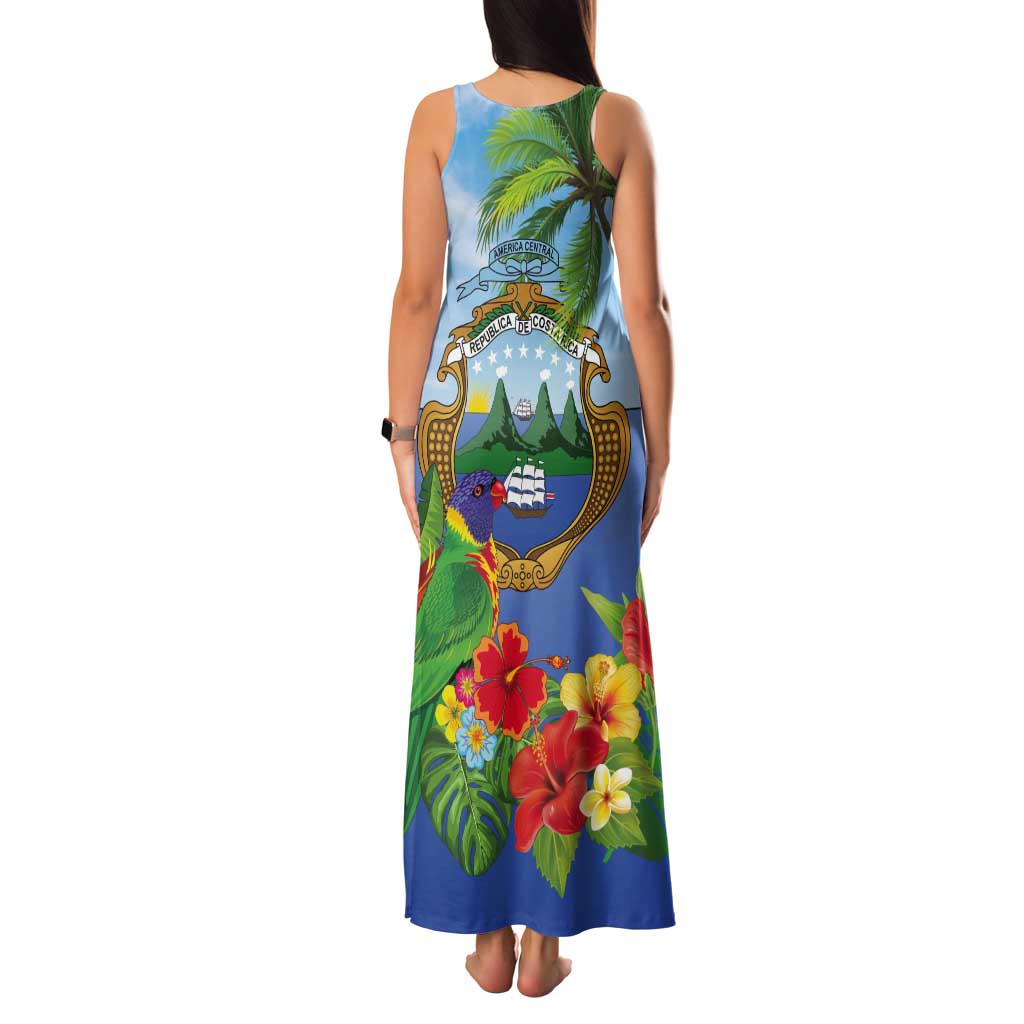 Costa Rica Parrot Tropical Flowers Tank Maxi Dress