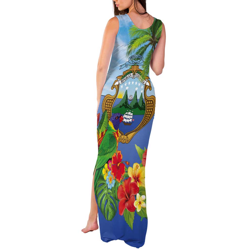 Costa Rica Parrot Tropical Flowers Tank Maxi Dress