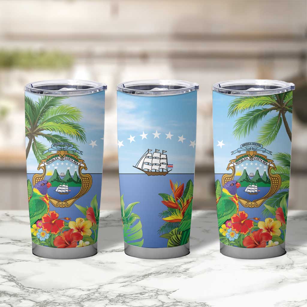 Costa Rica Parrot Tropical Flowers Tumbler Cup