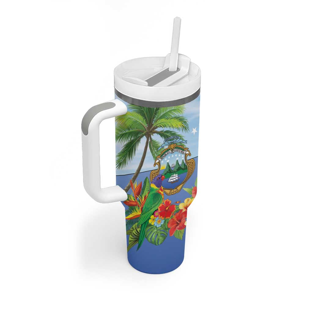Costa Rica Parrot Tropical Flowers Tumbler With Handle