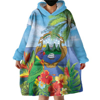 Costa Rica Parrot Tropical Flowers Wearable Blanket Hoodie