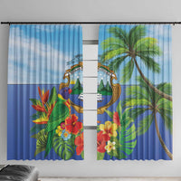Costa Rica Parrot Tropical Flowers Window Curtain