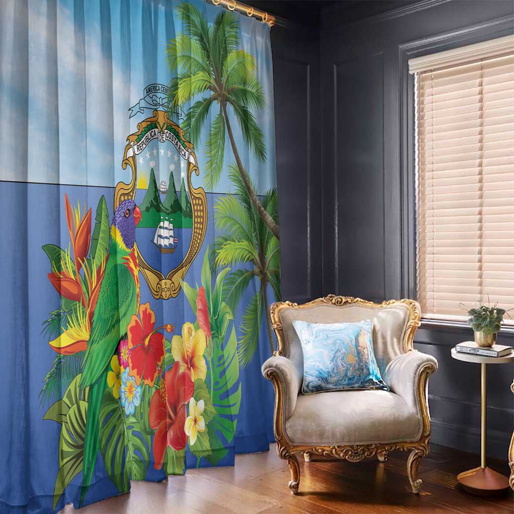 Costa Rica Parrot Tropical Flowers Window Curtain