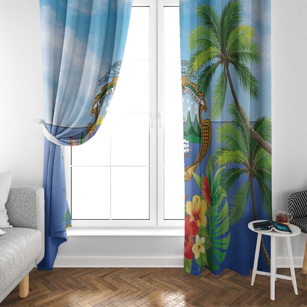 Costa Rica Parrot Tropical Flowers Window Curtain