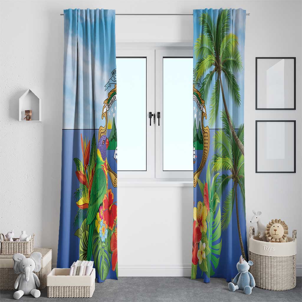 Costa Rica Parrot Tropical Flowers Window Curtain