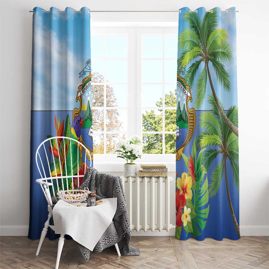 Costa Rica Parrot Tropical Flowers Window Curtain