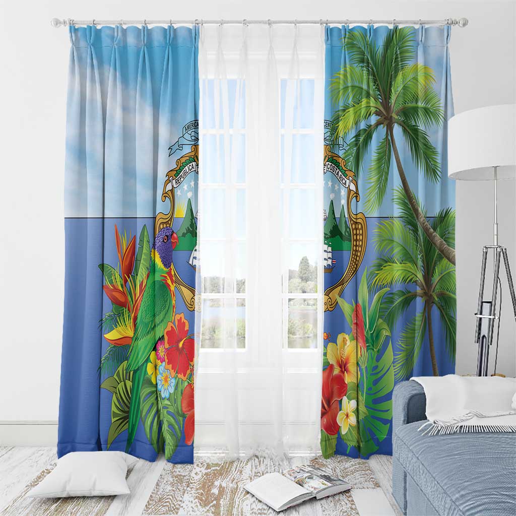 Costa Rica Parrot Tropical Flowers Window Curtain