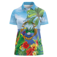 Costa Rica Parrot Tropical Flowers Women Polo Shirt