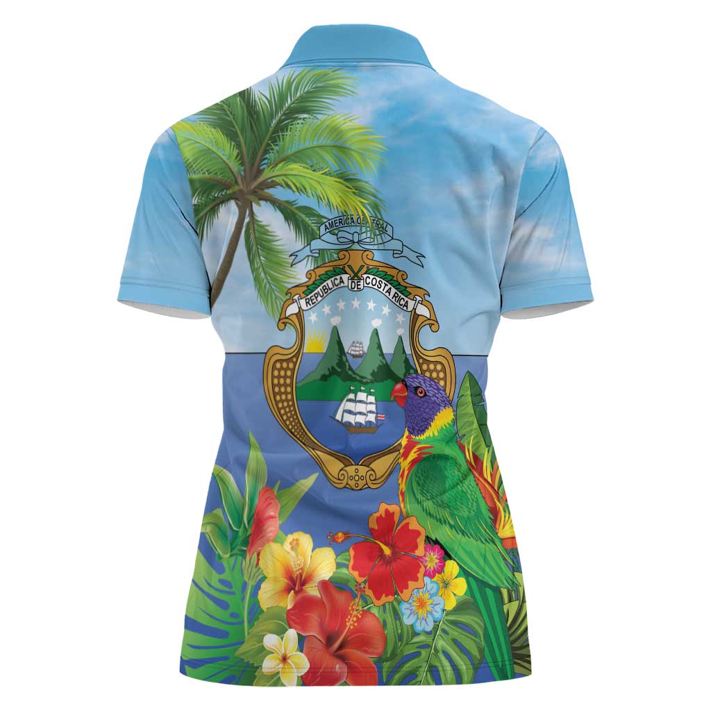 Costa Rica Parrot Tropical Flowers Women Polo Shirt