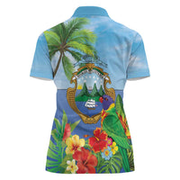 Costa Rica Parrot Tropical Flowers Women Polo Shirt
