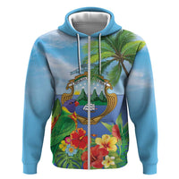 Costa Rica Parrot Tropical Flowers Zip Hoodie