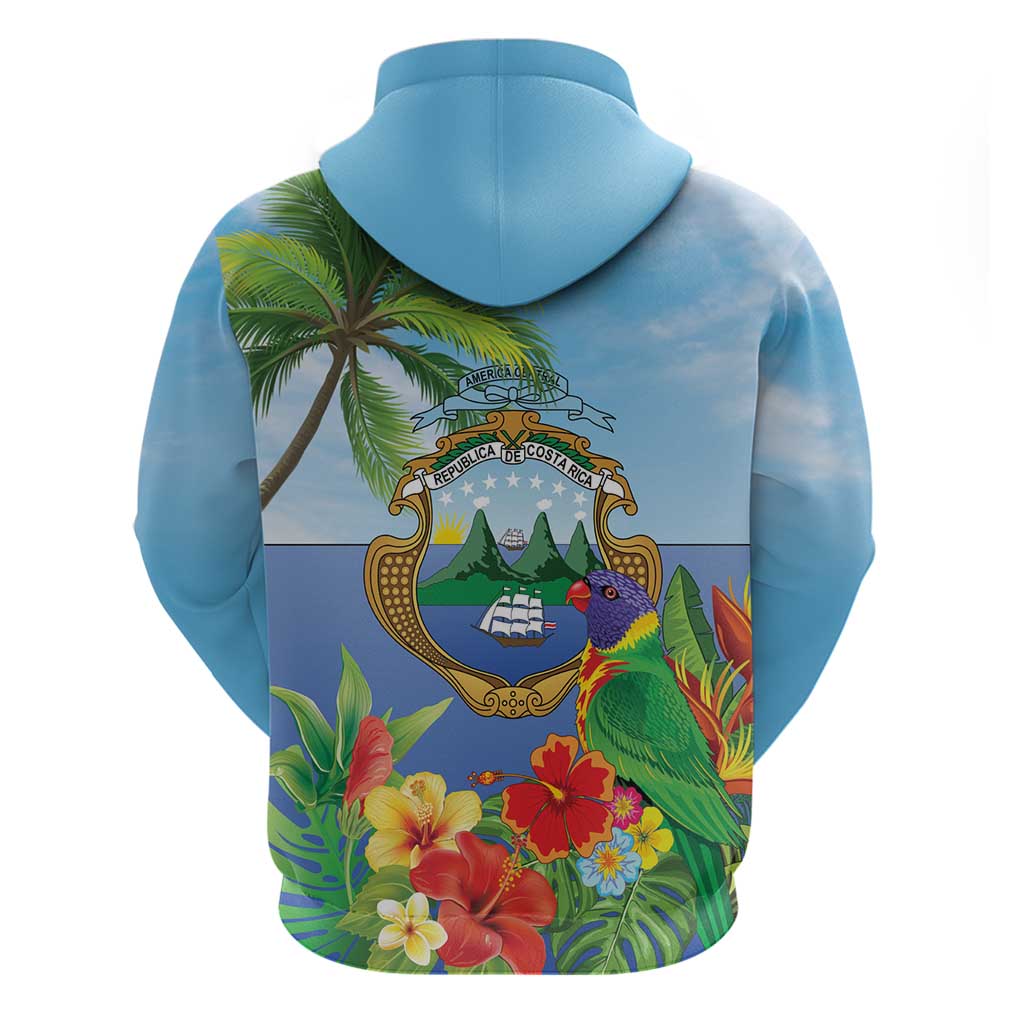 Costa Rica Parrot Tropical Flowers Zip Hoodie
