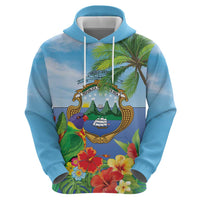 Costa Rica Parrot Tropical Flowers Zip Hoodie