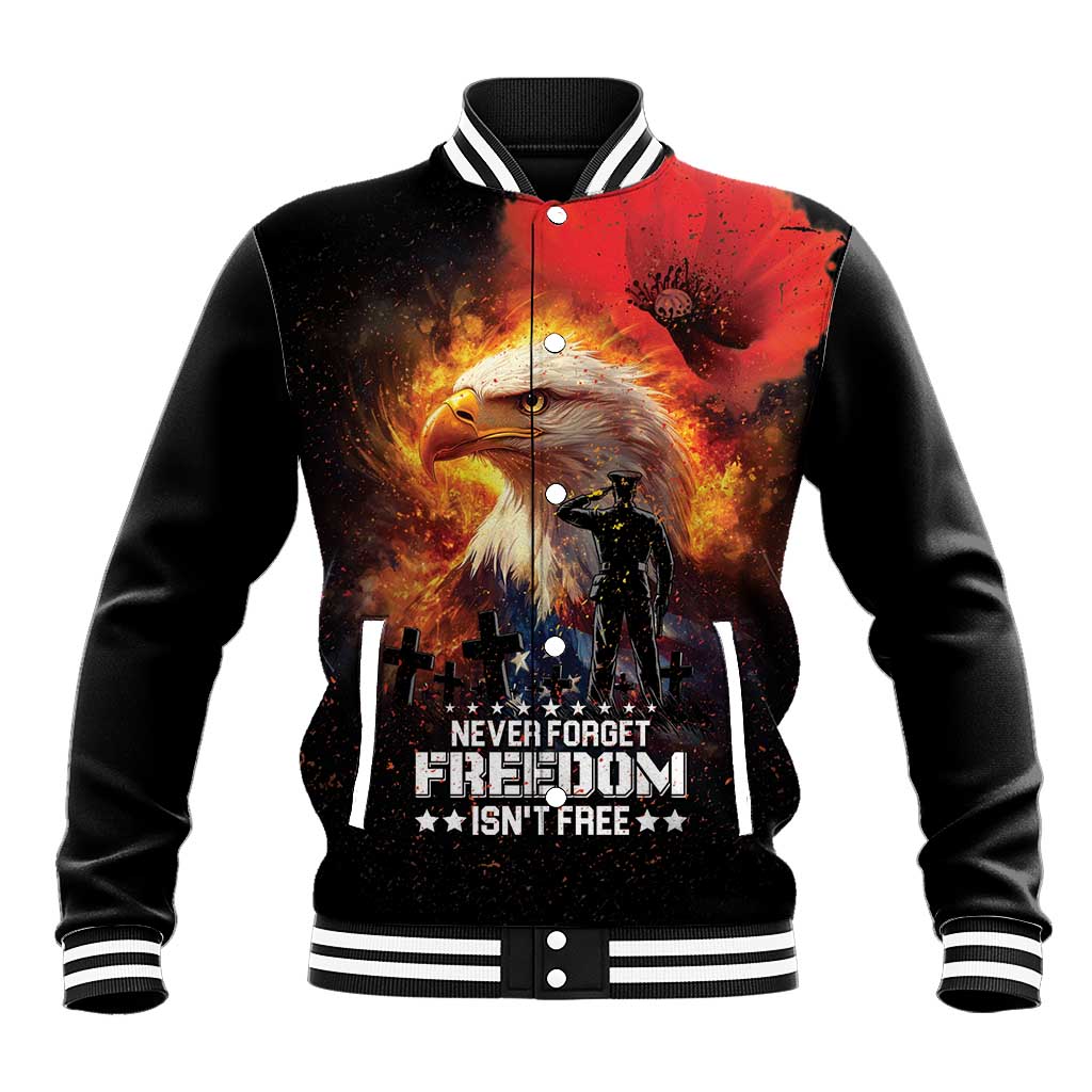US Memorial Day Personalized Baseball Jacket May We Never Forget Freedom Isnt Free