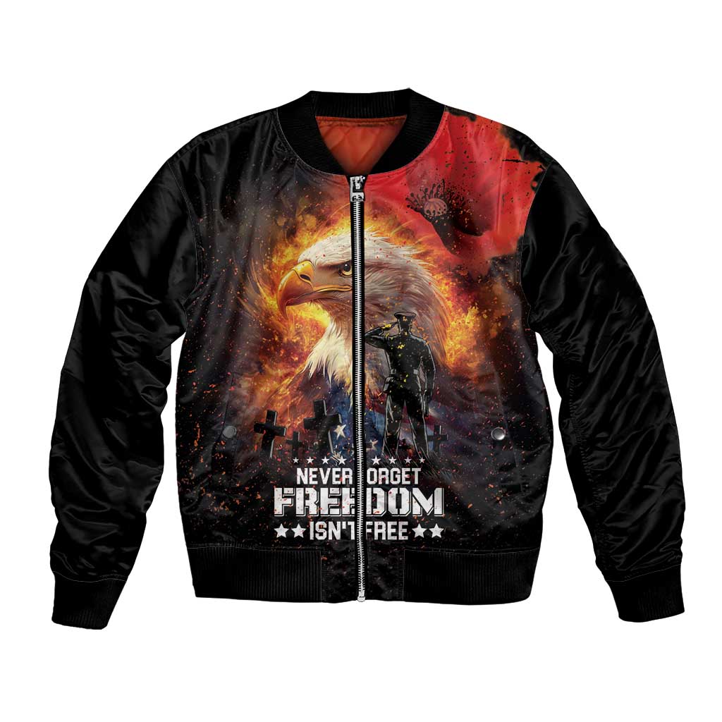 US Memorial Day Personalized Bomber Jacket May We Never Forget Freedom Isnt Free