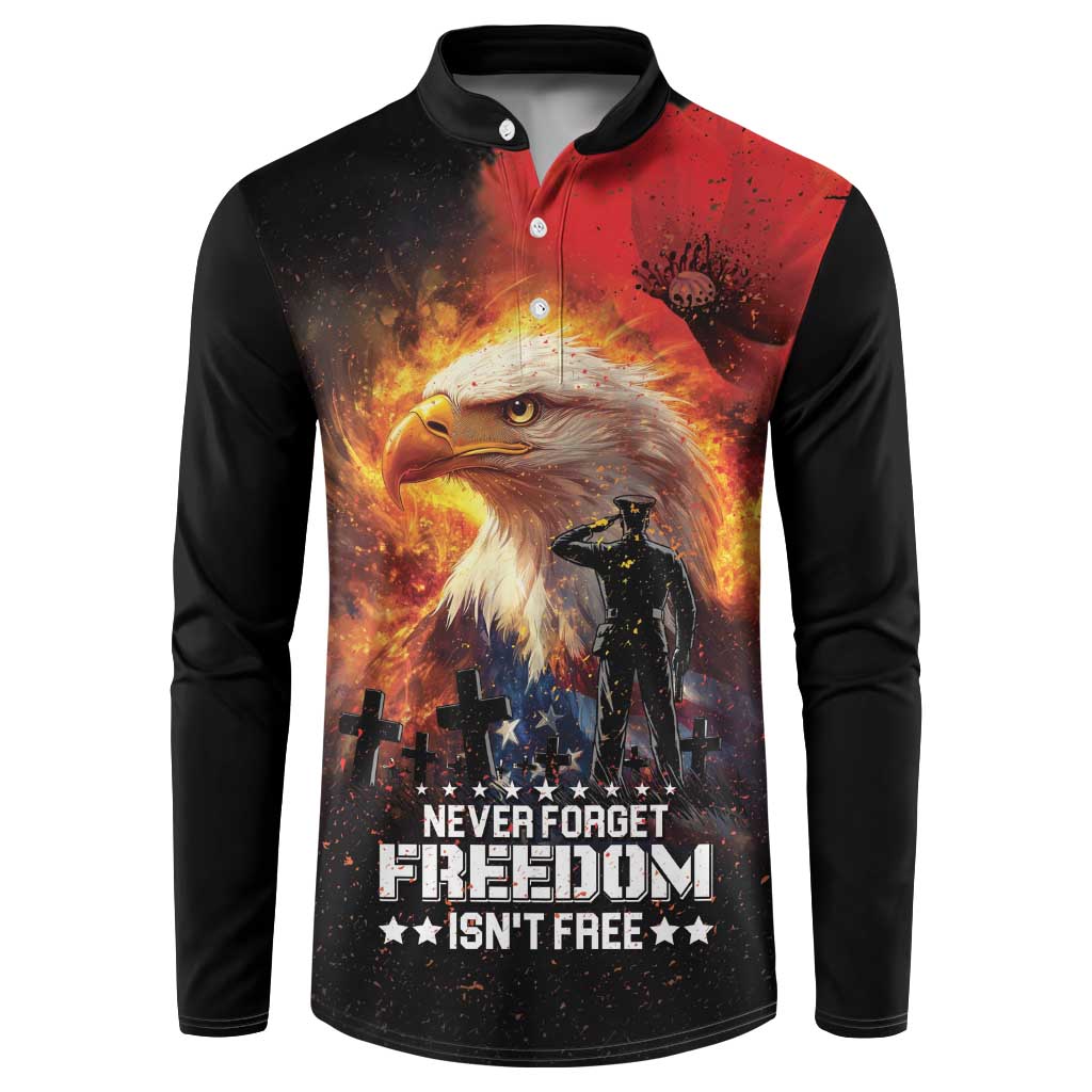 US Memorial Day Personalized Button Sweatshirt May We Never Forget Freedom Isnt Free