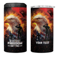 US Memorial Day Personalized 4 in 1 Can Cooler Tumbler May We Never Forget Freedom Isnt Free