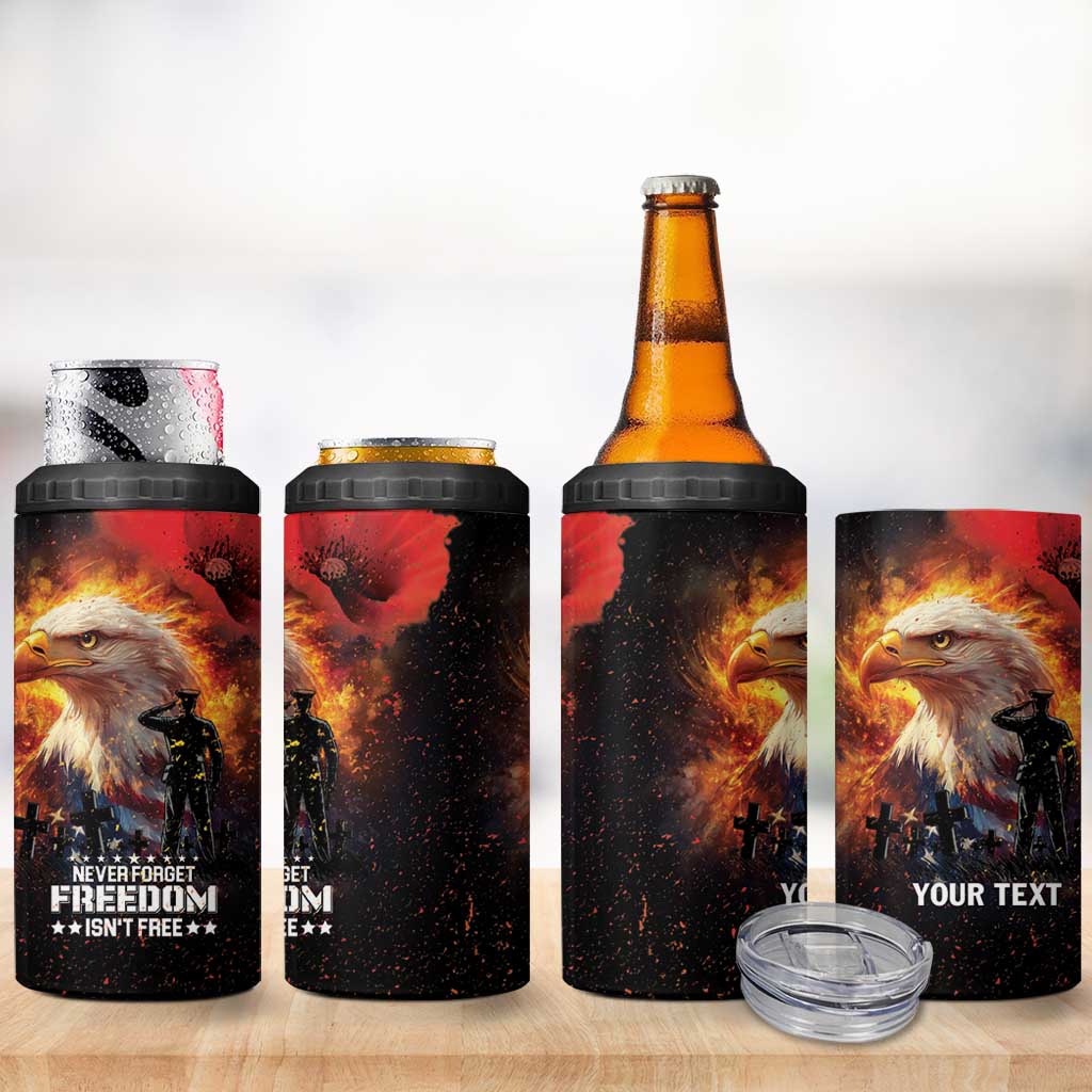 US Memorial Day Personalized 4 in 1 Can Cooler Tumbler May We Never Forget Freedom Isnt Free