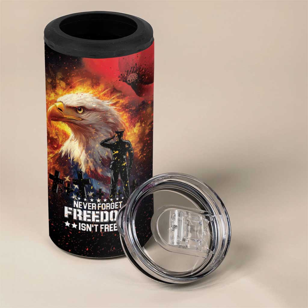 US Memorial Day Personalized 4 in 1 Can Cooler Tumbler May We Never Forget Freedom Isnt Free
